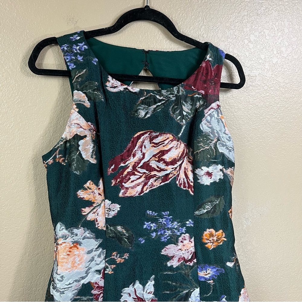NWT Marchesa Notte Brocade Floral Green Midi Dress - Picture 5 of 10
